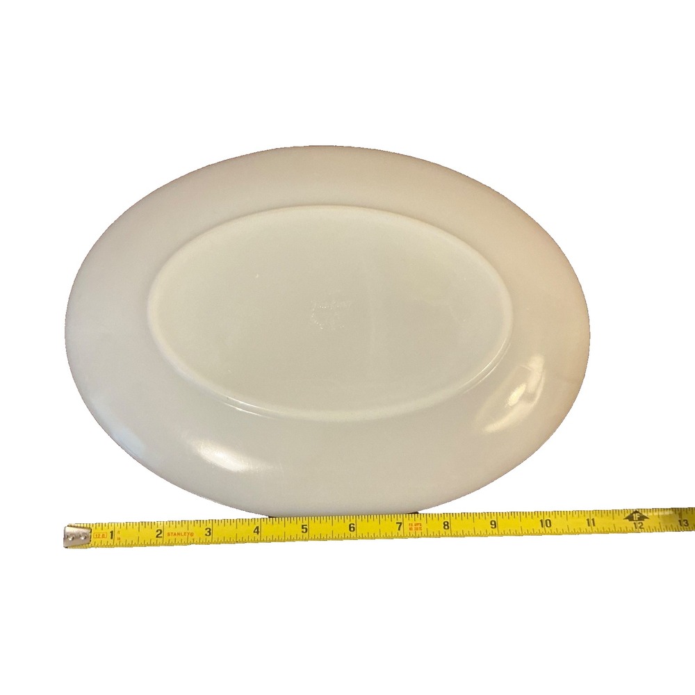 FIRE KING Serving Plate Golden Wheat Pattern Milk Glass Platter 12" x 9" Vintage - Picture 3 of 4